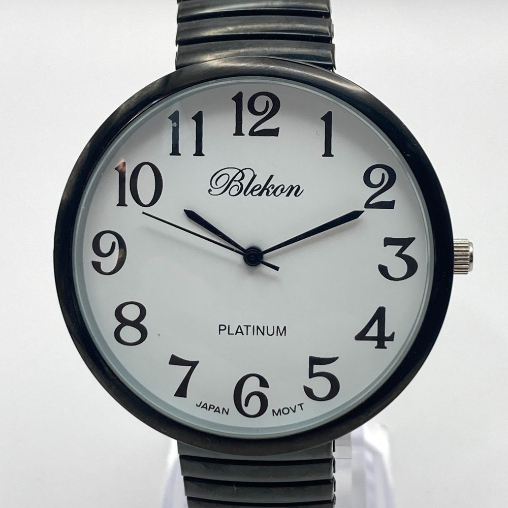 Blekon Women's Easy Reader Watch 44mm Black Stretch Band Retro New Battery 6.5"